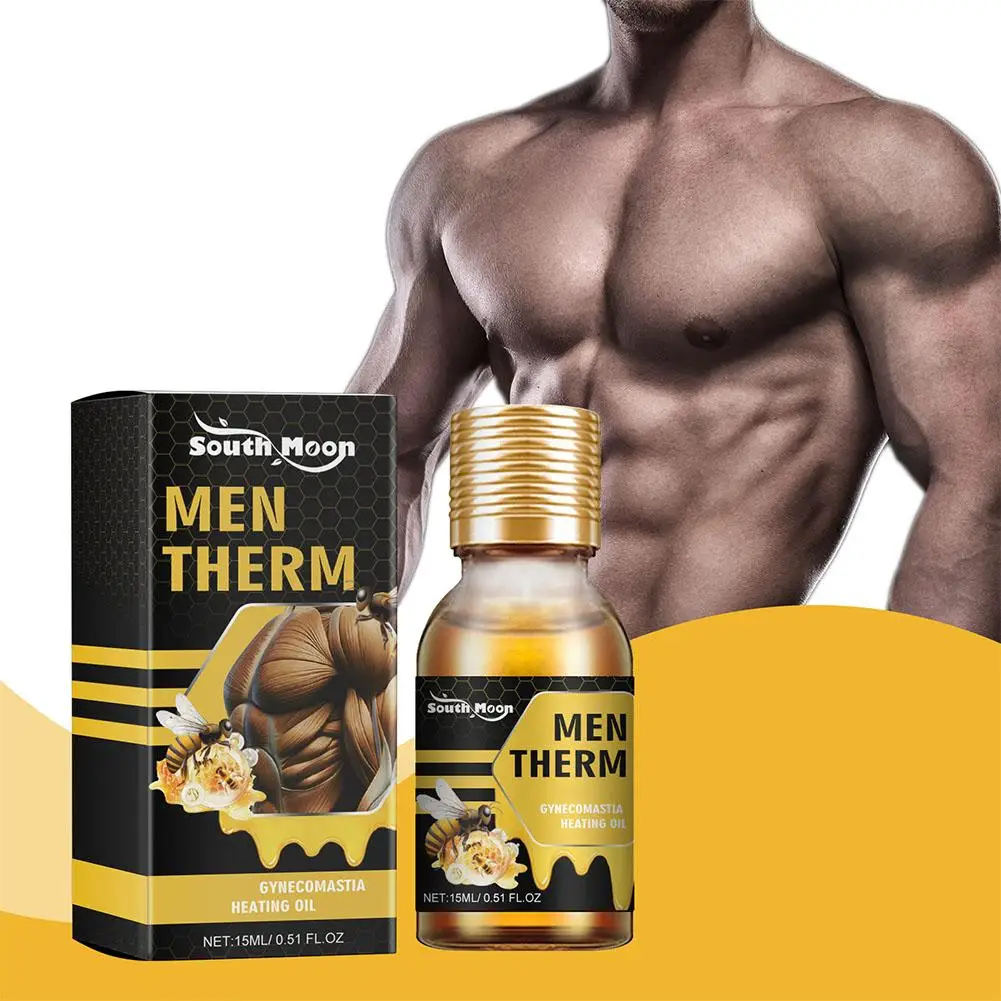 15ml Men Bee Gynecomastia Heating Oil Breast Shaping Breast Firm Massage Serum Breast Tighten Oil Skin Care