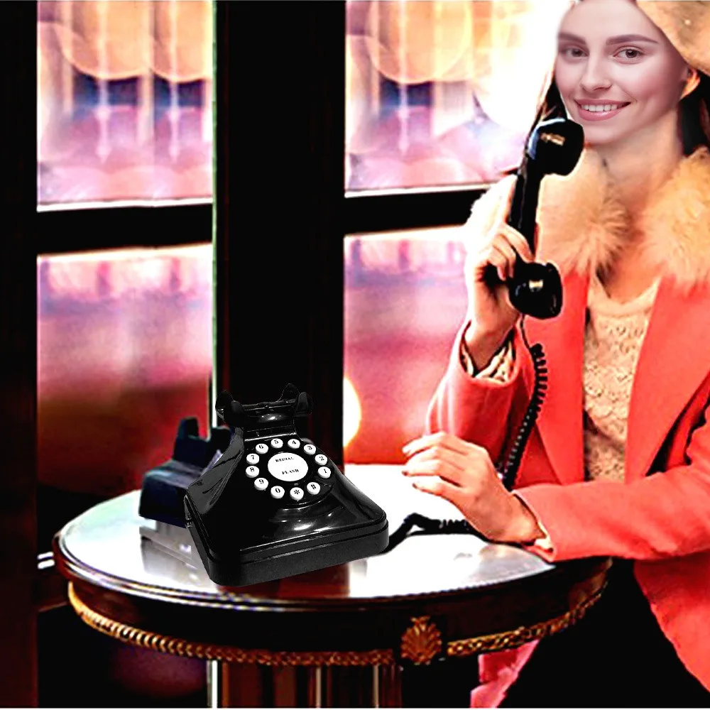 NEW Classic Vintage Landline Telephone ABS Black Corded Telephone Antique Decor Wired Communication Tools Hotel Office House Bar