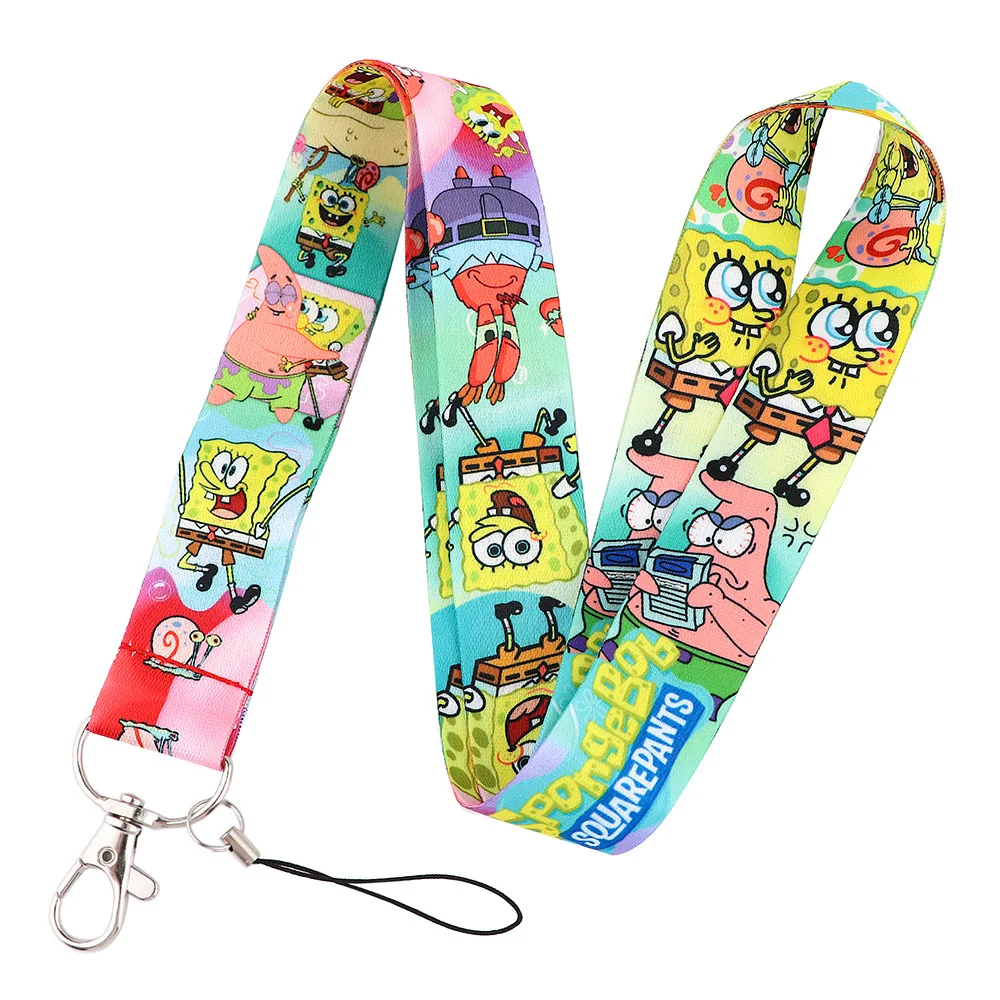 POP MART Spongebob Cartoon Key cordino ID Badge titolari cinghie per il collo del telefono animale con portachiavi accessori per telefono D042