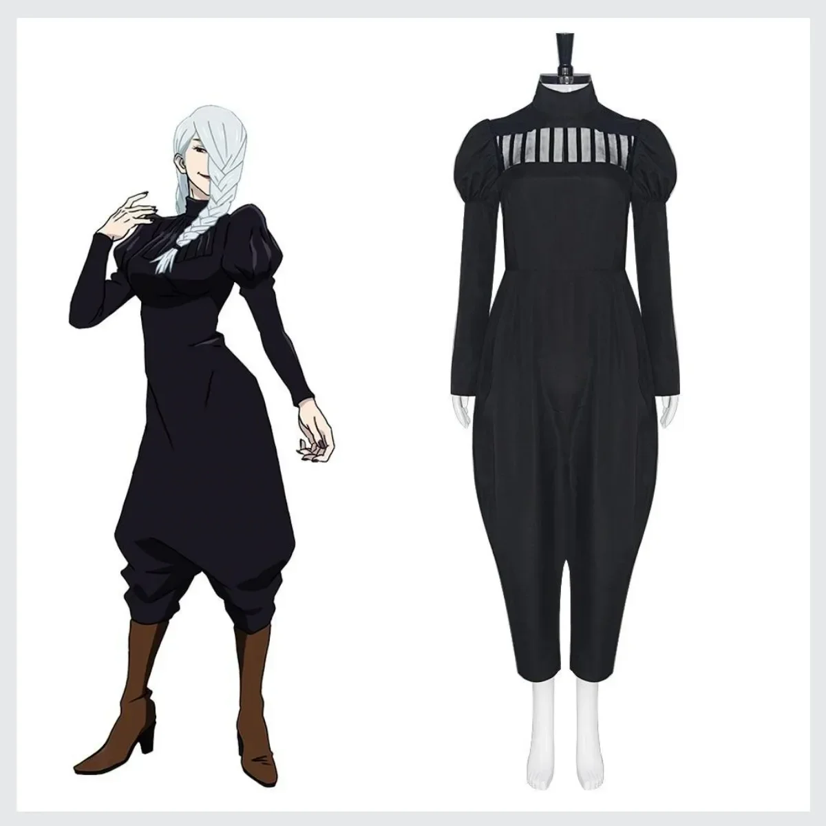 Anime Jujutsu  Meimei Cosplay Costume Braid Wig Black Long Sleeved Jumpsuits Adult Woman Sexy Carnival Halloween Suit