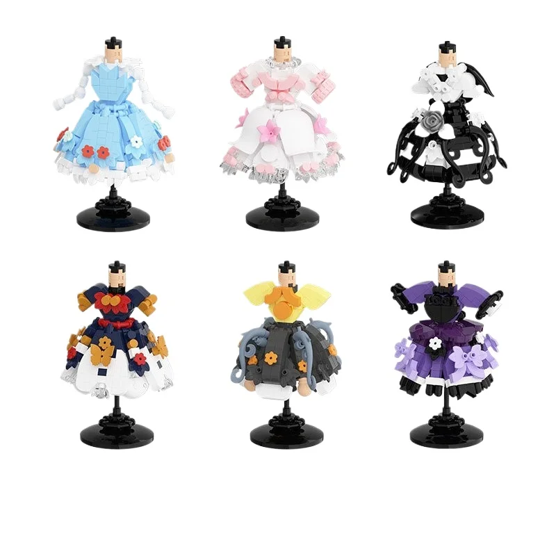 Mini Dress Building Blocks 6 Styles Optional Creative DIY Fashion Designer Toy Cute Doll Clothes Model Gift for Girls