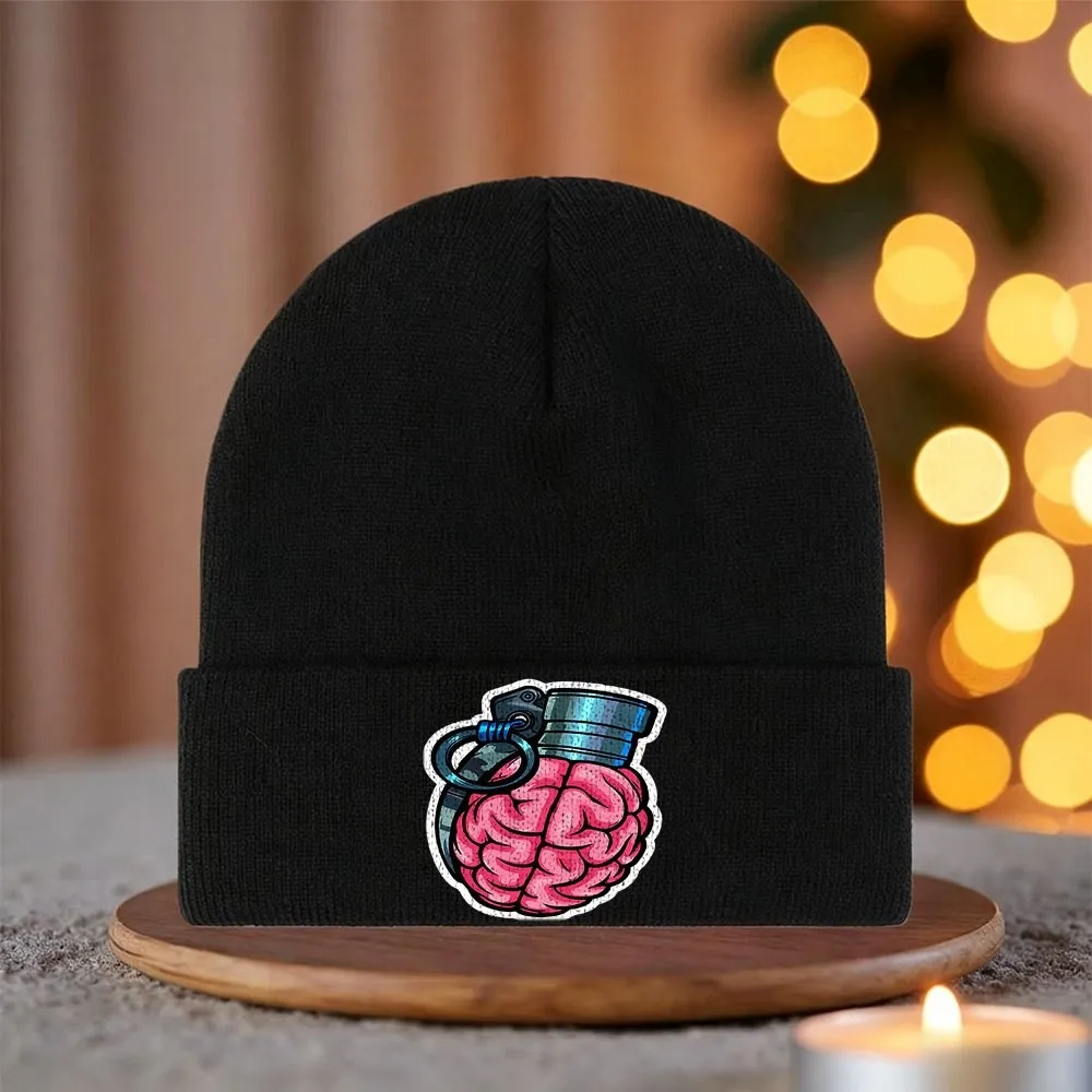 1pc Retro Brain Grenade Beanie Hat Soft Acrylic Skull Suitable for Winter Cold Weather Christmas Gifts Casual Outdoor Wear