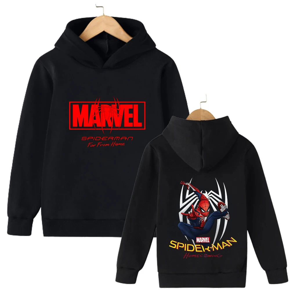 سترة بقلنسوة للرجال بتصميم إبداعي فريد من نوعه على الوجهين من Marvel Spider-Man بطباعة جرافيك لجميع المواسم القطنية للفصول الأربعة