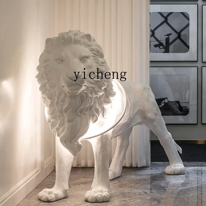 ZC Villa Living Room and Sample Room Shopping Mall Fiberglass Plaster Design Decoration Lion Sculpture Floor