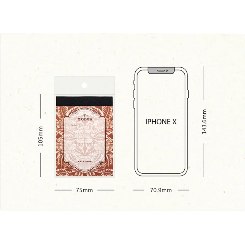 40Sheets Memo Book Retro Floral Pattern Decorative Backing Plant light ledger Border Material Paper Scrapbooking 105*75MM