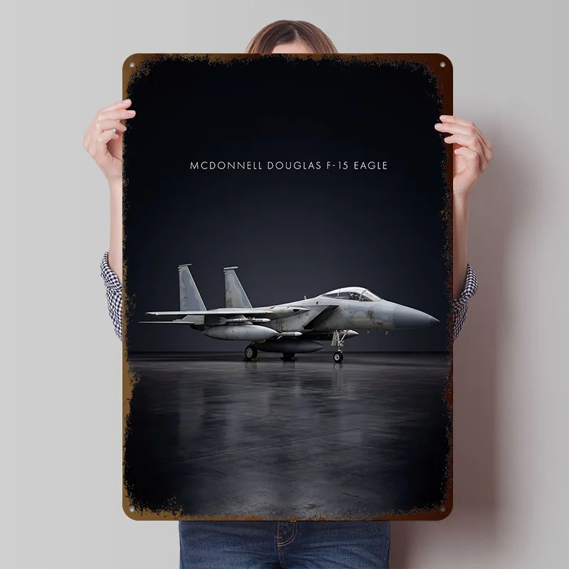 McDonnell Douglas F-15 Eagle Jet Metal Poster Customized Wall Art Retro Vintage Metal Tin Signs for Decoration Room Desk Decor