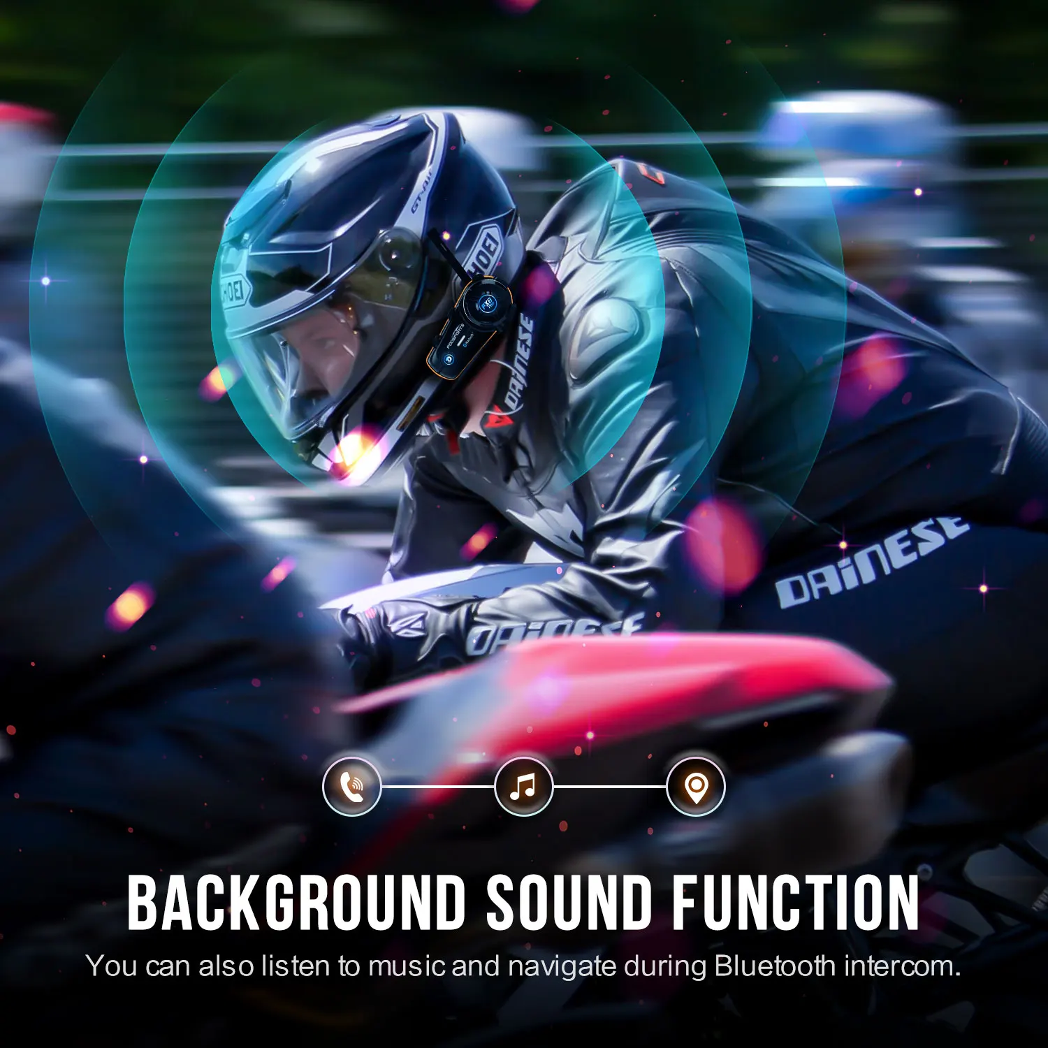 Fodsports-intercomunicador FX8 Pro para motocicleta, Auriculares Bluetooth para casco, interfono de 8 conductores, intercomunicador y música al mismo tiempo, Radio FM