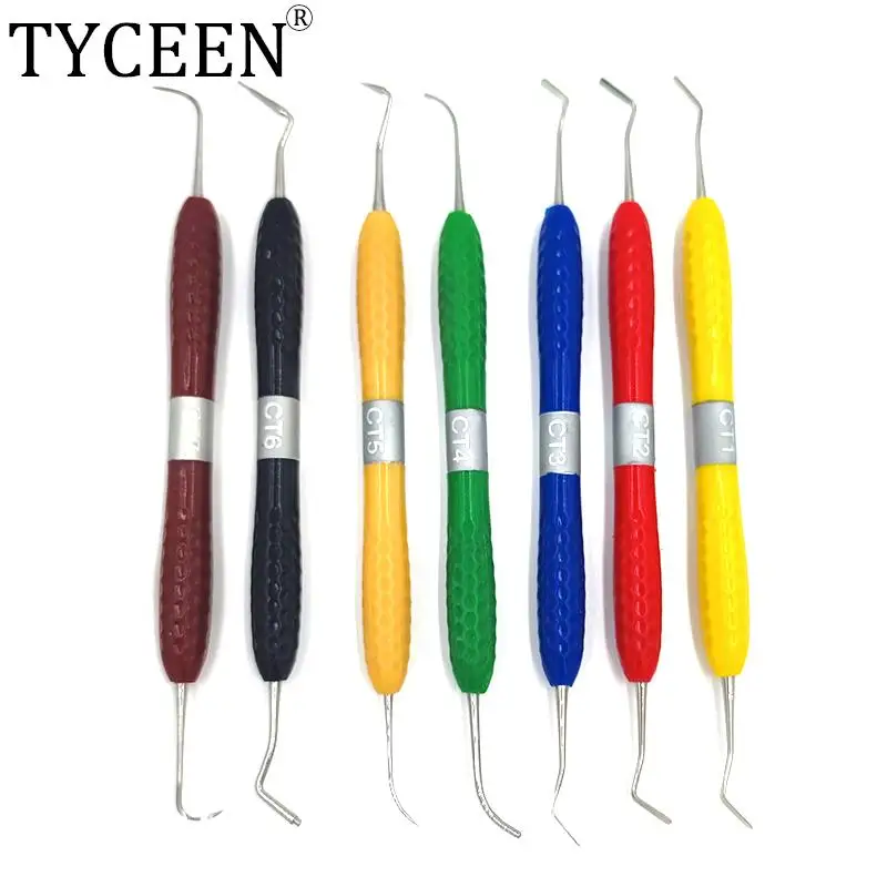 7pcs Dental Aesthetic Restoration Kit for Resin Knife Spatula Tool Plastic Dresser With Silicone Handle Resin Filler Set