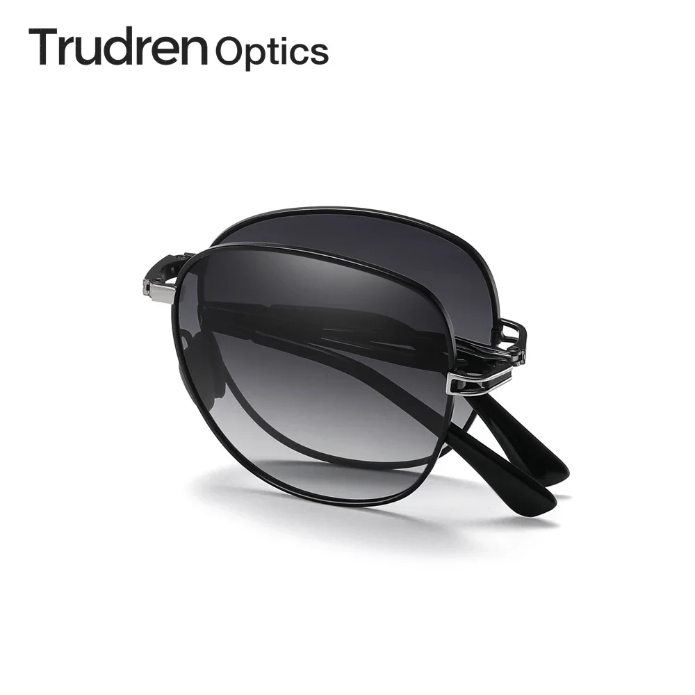 

Trudren Ladies Metal Frame Foldable Travel Sun Glasses Woman Gradient Polarized Sunglasses Female Retro Folding Sunglass 1304