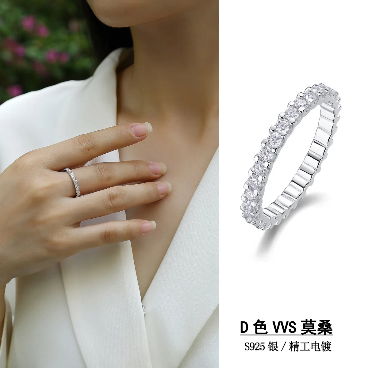 

S925 silver ring, new female moissanite, a little wish, closed ring, live broadcast hot sale, spot wholesale.