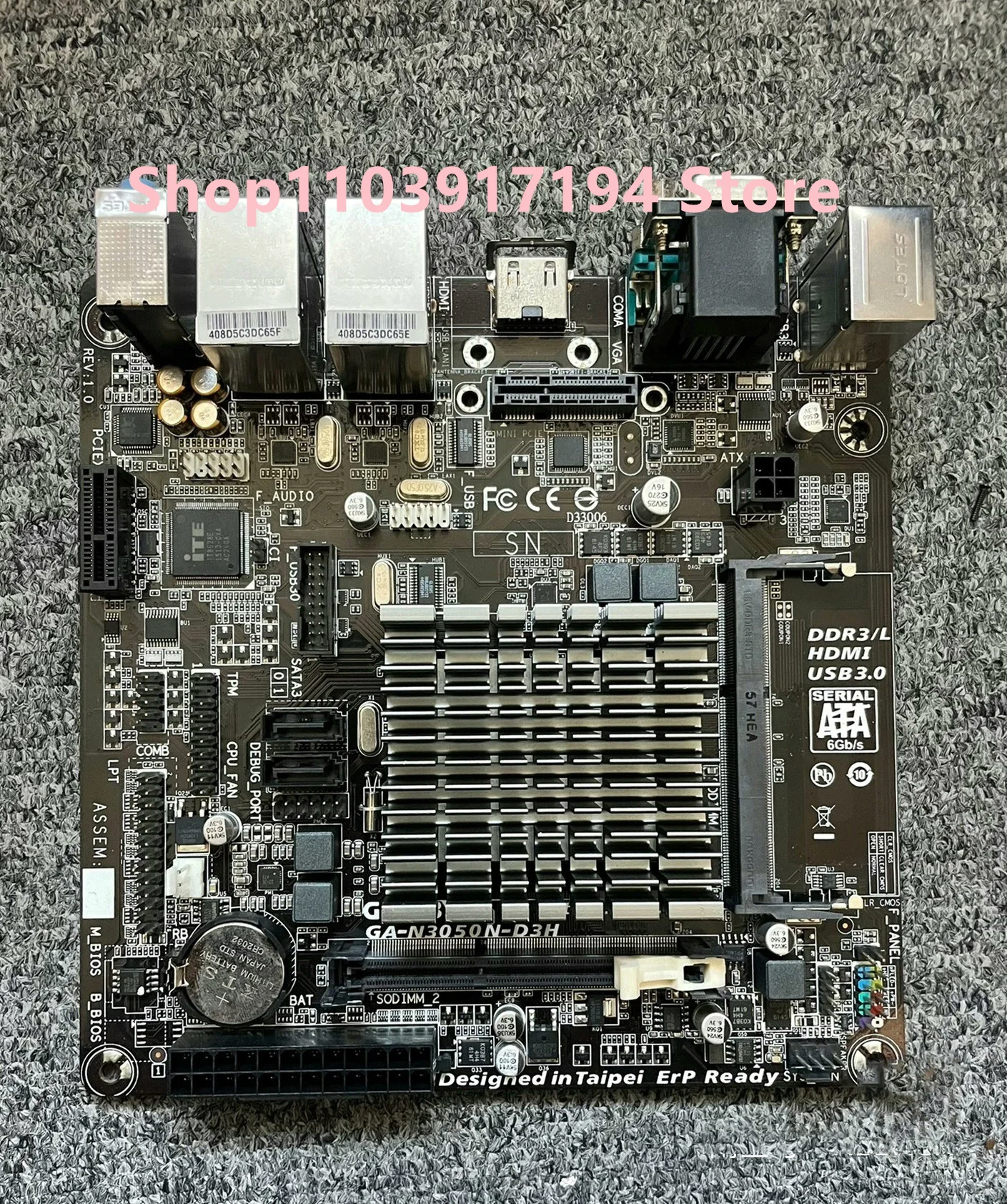 FOR  Gigabyte  N3050N-D3H ITX integrated small board 2x SATA 3 N3050 2XSATA VGA+HDMI USB3.0