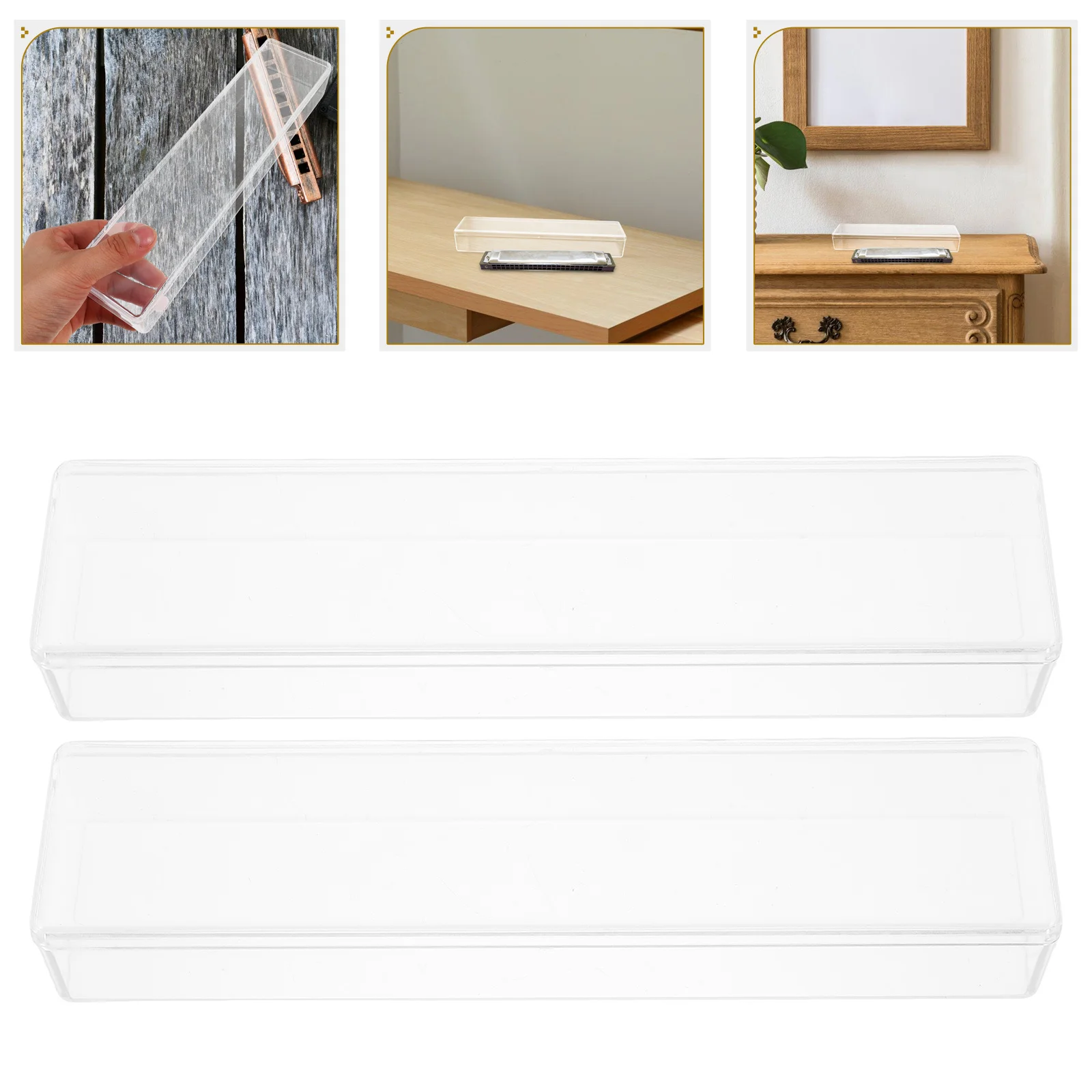 

2Pcs Universal Clear Acrylic Harmonica Storage Box for 24-Hole Harmonicas Portable Protective Harmonica Storage Holder