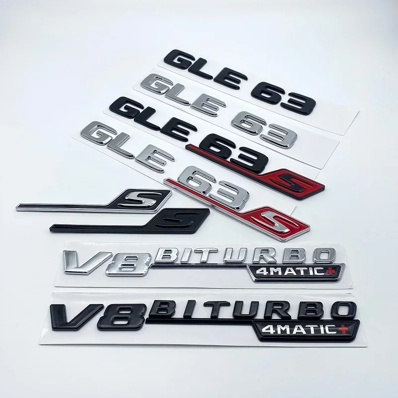 2017 Letters GLE43 GLE53 GLE63 GLE63S V8 Biturbo 4matic+ Emblem for Mercedes Benz AMG Car Side Trunk Rear W166 W167 Logo Sticke