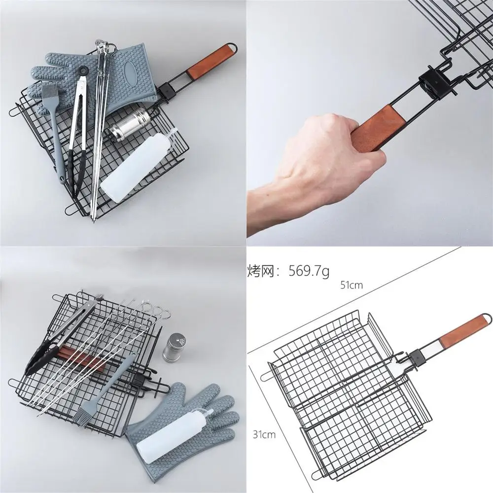 

Stainless Steel Barbecue Tool Set Outdoor Barbecue Clip Brush Fork Shovel BBQ Combination