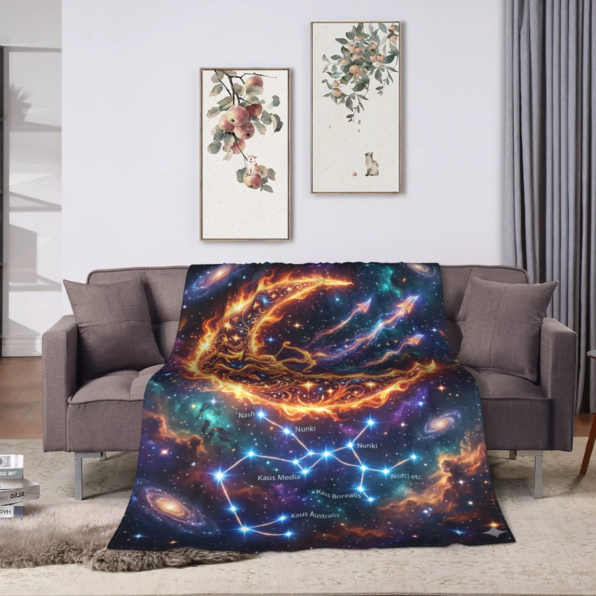 Astrology Zodiac Moon and Stars Blanket  Camping Flannel Bedding Throws For Couch Chair Super Warm Quality Bedspread Gift Idea