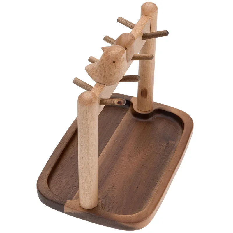 

Happy Bird Storage Rack Solid Wood Entrance Key Storage Rack Entrance Decorative Ornament