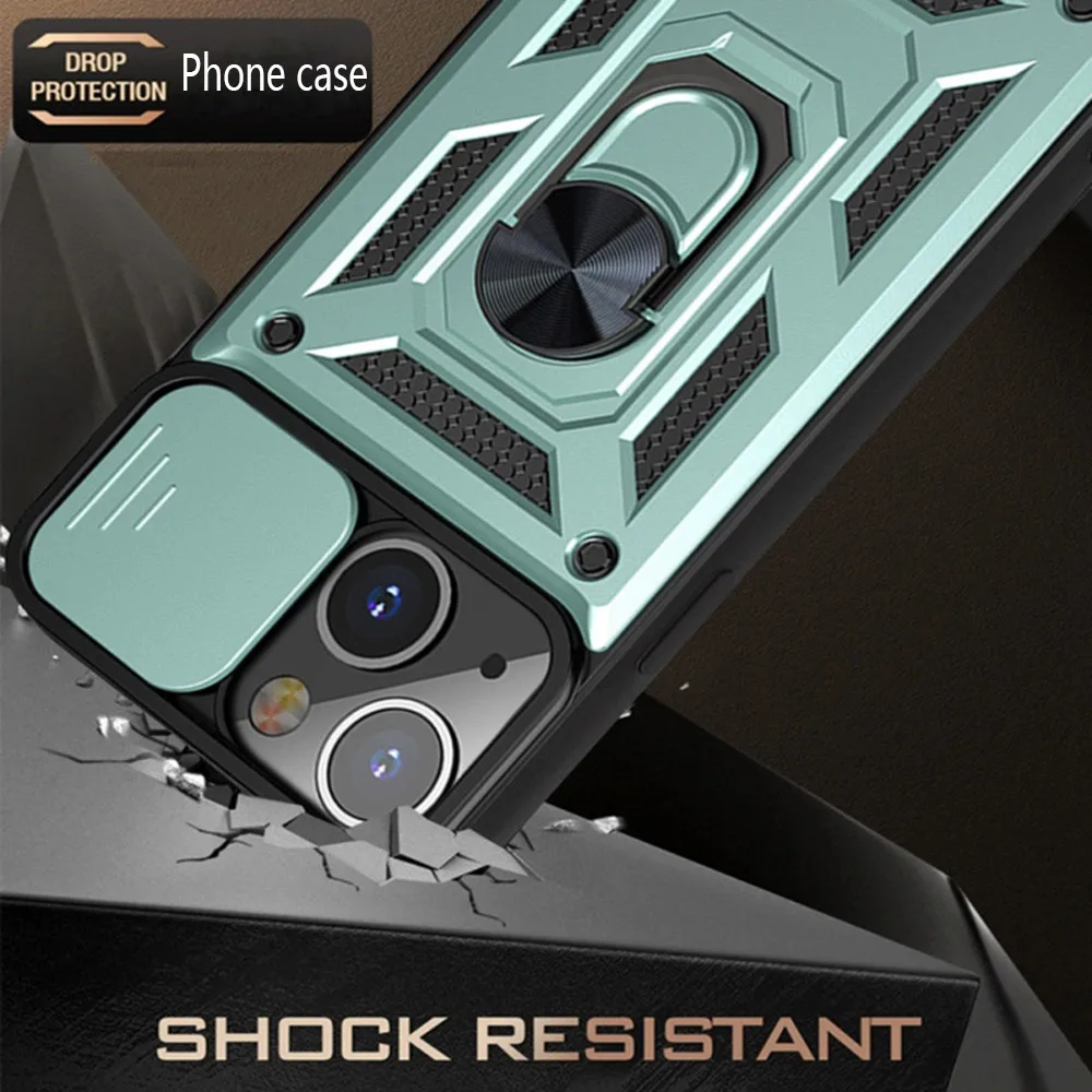 Slide Camera Protecto Phone Case For iphone 13 11 12 Pro Max X XS Max XR 6 7 8 Plus SE 2020 12 13 Mini Magnetic Ring Armor Cover