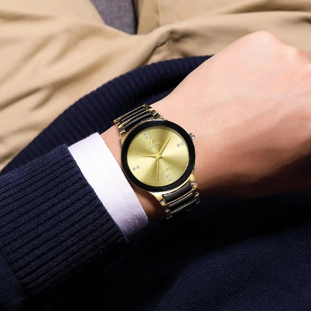 DingTalk-reloj minimalista para hombre, cronógrafo de cuarzo, con correa de acero, estilo británico, elegante, a la moda