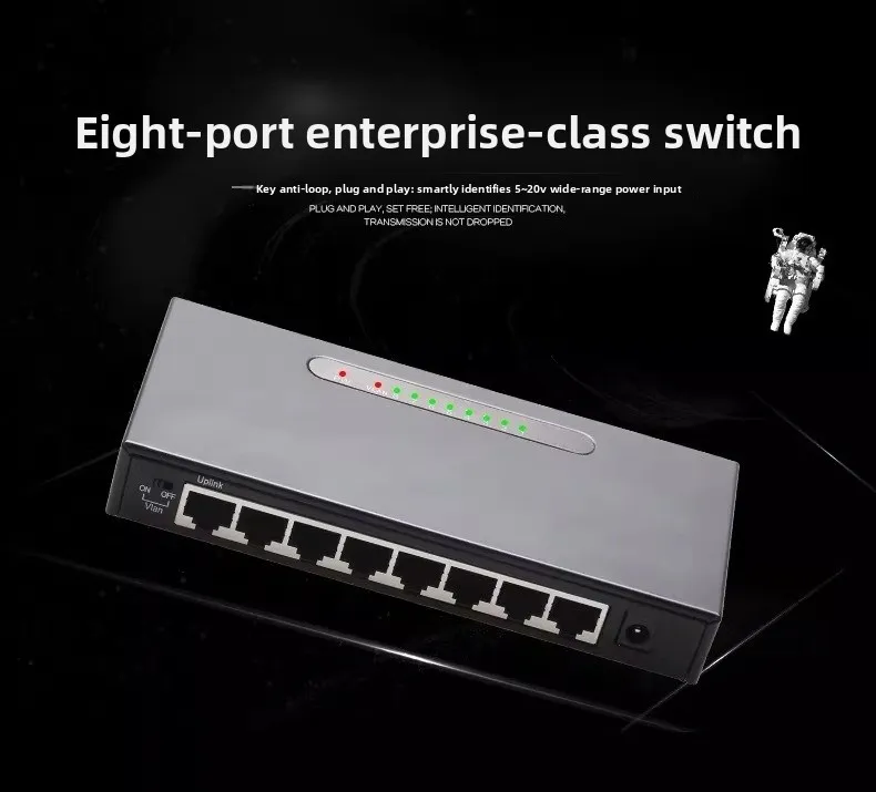 8/16/24 Port Gigabit Ethernet Switch VLAN Iron Shell Anti-Burn Anti-Loop Network Splitter for Monitoring