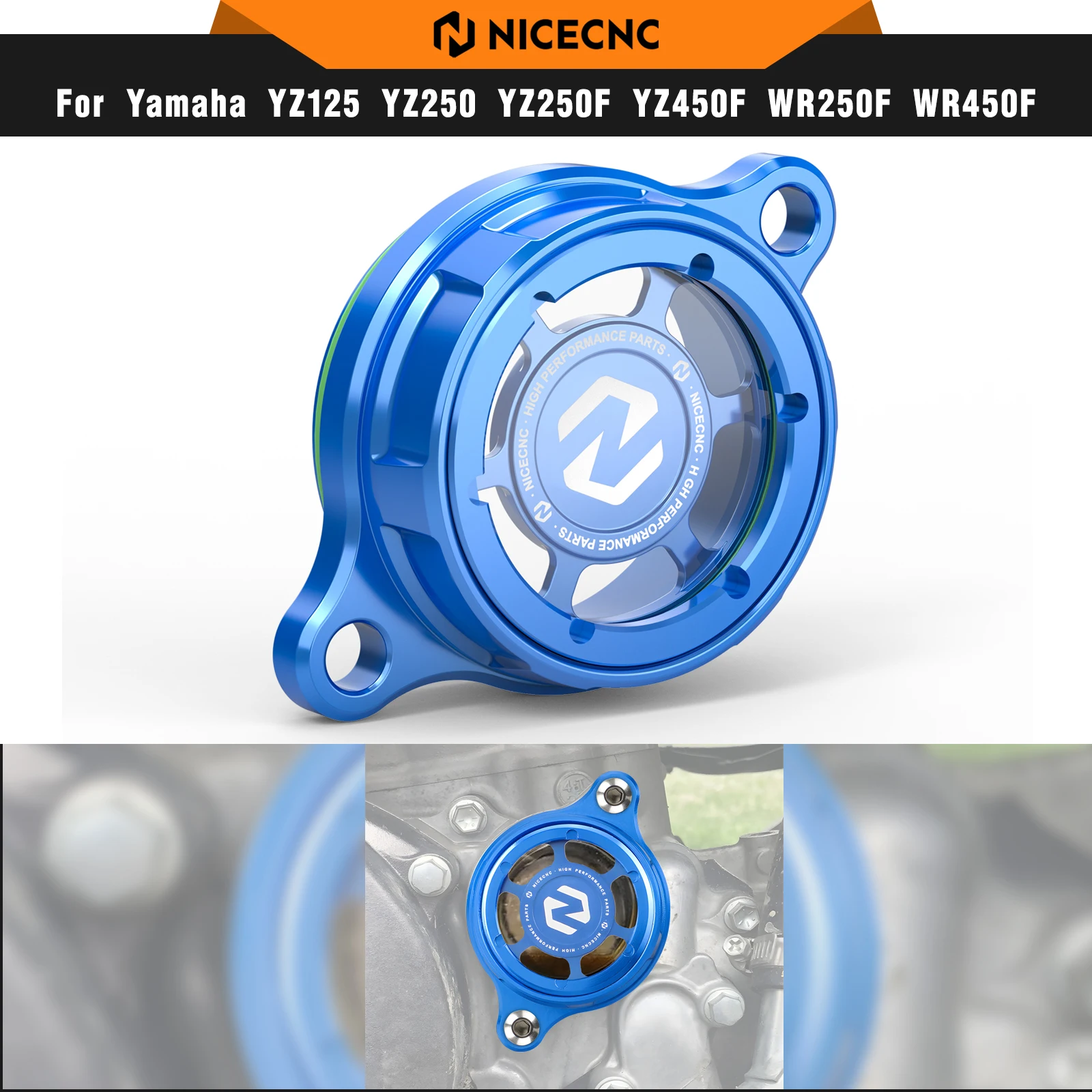 

NICECNC For Yamaha YZ250F WR250F 2015-2024 Transparent Oil Filter Cover Cap WR450F YZ450FX 2016-2023 YZ250FX 2015-2023 YZ450F