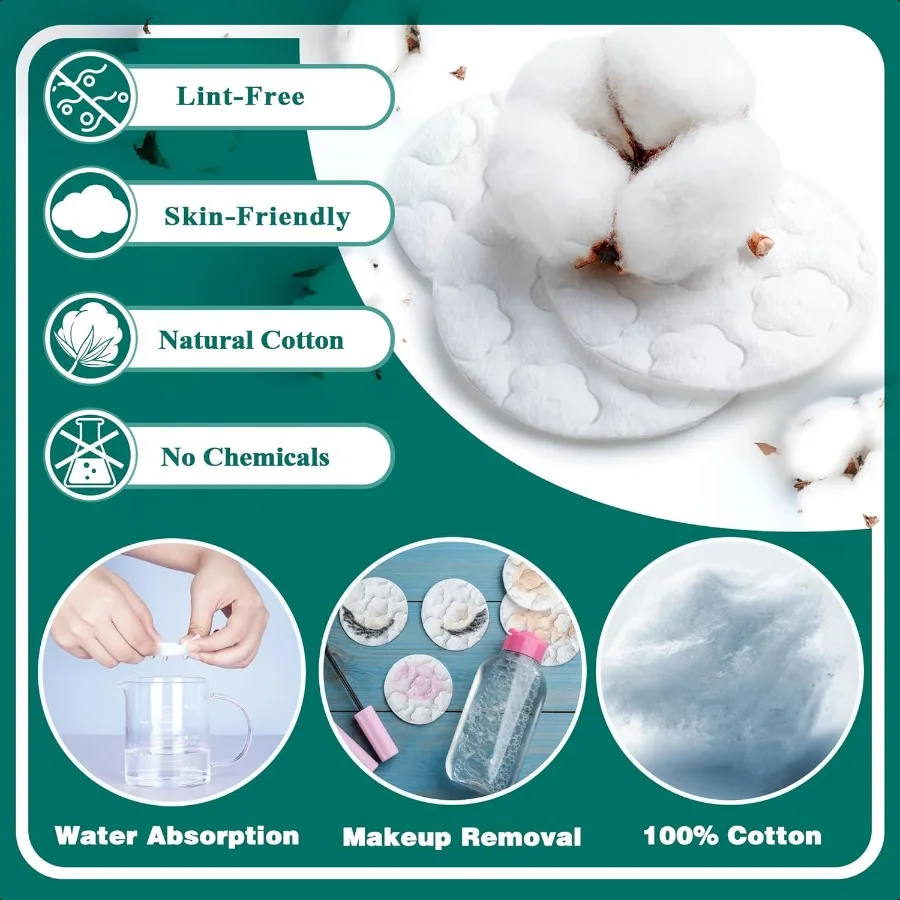 Premium Cotton Rounds for Face 400 Count Makeup Remover Pads 100 Pure Natural Facial Cleansing Round Pads for Makeup Removal Na