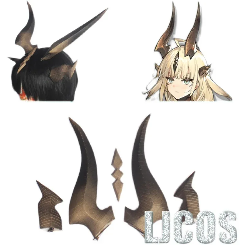 

2025 aaa New Game Arknights Reed The Flame Shadow Cosplay Horns Head Clip Headwear Hairpins Props