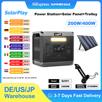 SOLARPLAY Portable Solar Power Station Q2501 Emergency Folding Photovoltaic Plate Kit 2400W 2160WH Rechargeable Lifepo4 Battery