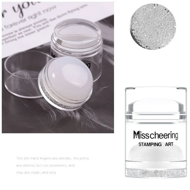 قالب فن الأظافر مع الماس الشفاف هلام السيليكون مزدوج الرأس يتقلص ختم مع غطاء لأدوات قالب فن الأظافر DIY #5