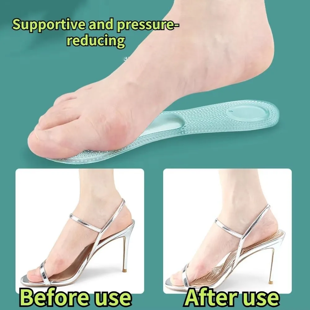 1pair Silicone Seven Point Insole Non Slip Transparent Shoe Pad Heel Protectors Adjustable High Heels Cushion Foot Care Products