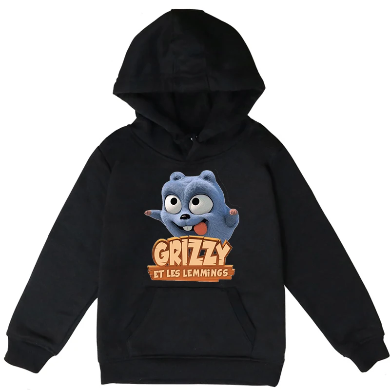 Grizzy And The Lemmings Print Hoodies Children Cartoon Sweatshirt Long Sleeve Pullover Sudadera Autumn Boys Girls Clothes Hoodie