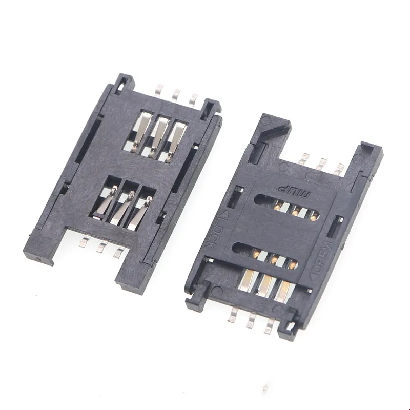 10pcs SIM Card holder 6P SMT SMD 6 PIN Card Socket / 6pin Slot / Seats/ Holder connector for phone