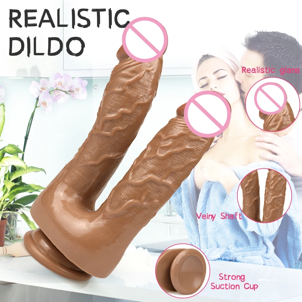 Double head Realistic Dildo Long Anal Play for Women Men Couple Ended Dildo Flexible Big Penis Adult Sex Toy for Lesbian