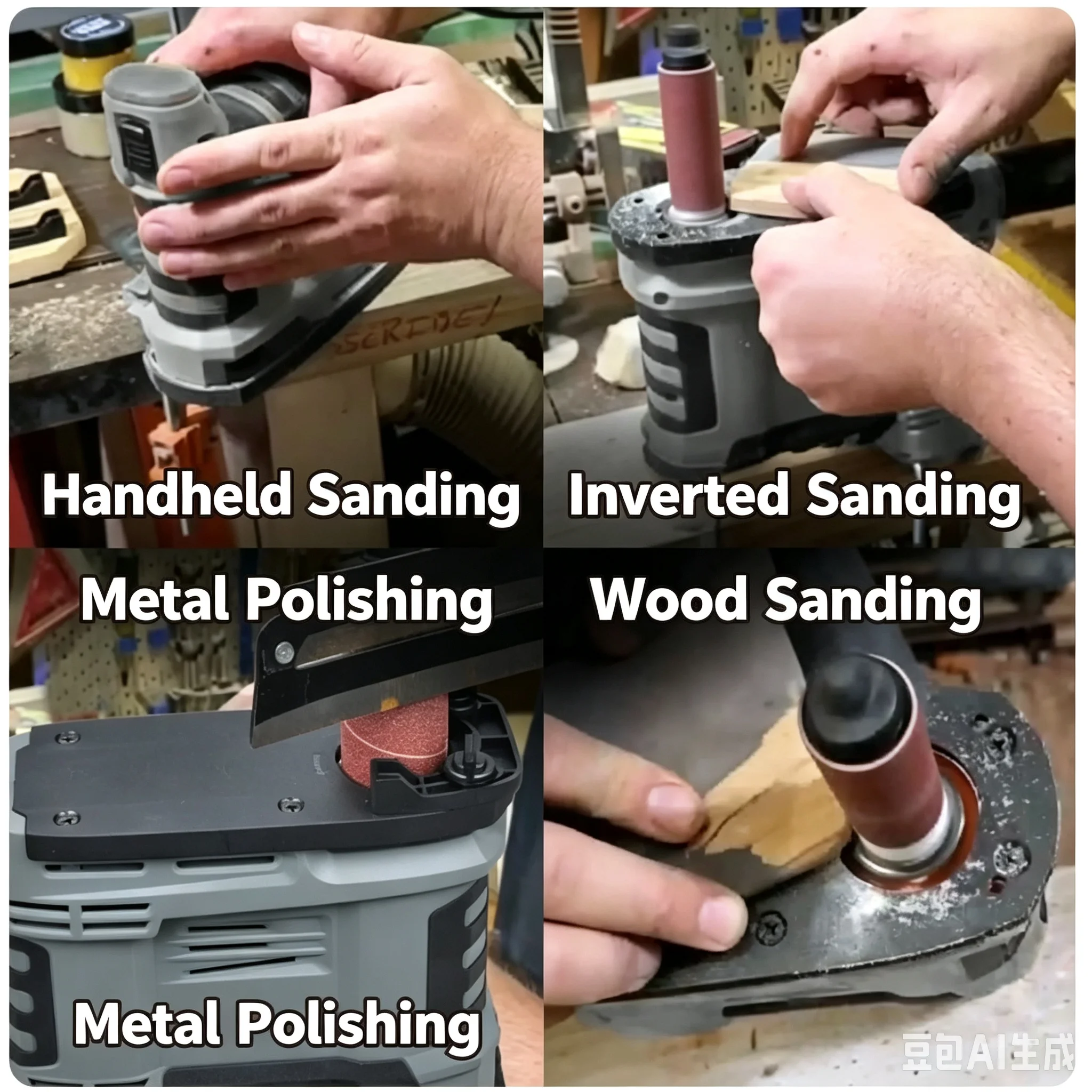 Spindle Sander Special-Shaped Polishing Machine Curved Surface Sanding Belt Machine Wood Arc Polisher Handheld Wood Grinding Mac