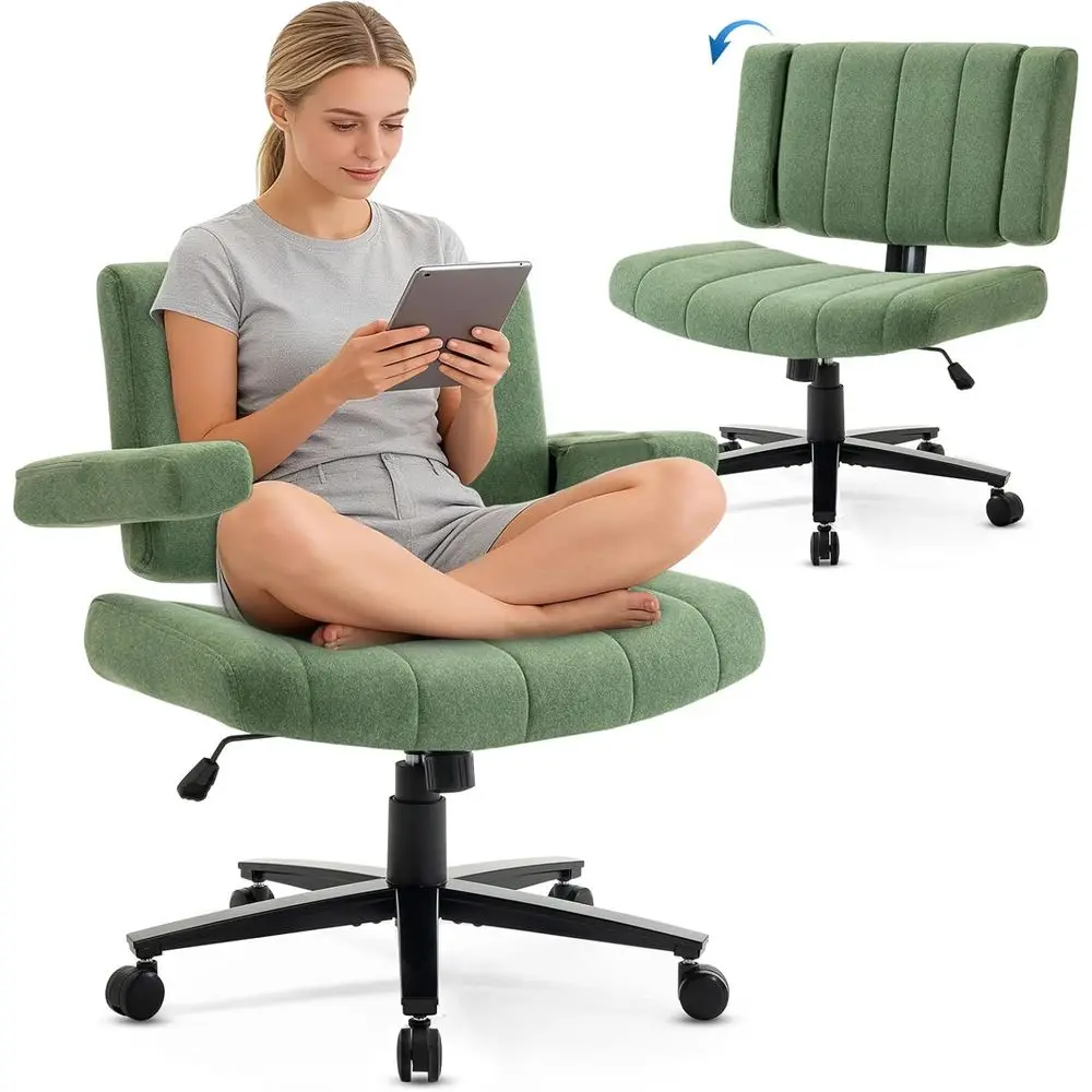 

Criss Oice Chair, Plush Oversized or -Legged Sitting, Adjustable Arms & 360° Swivel Casters - or Home Oice, Study, Gaming, Vanit