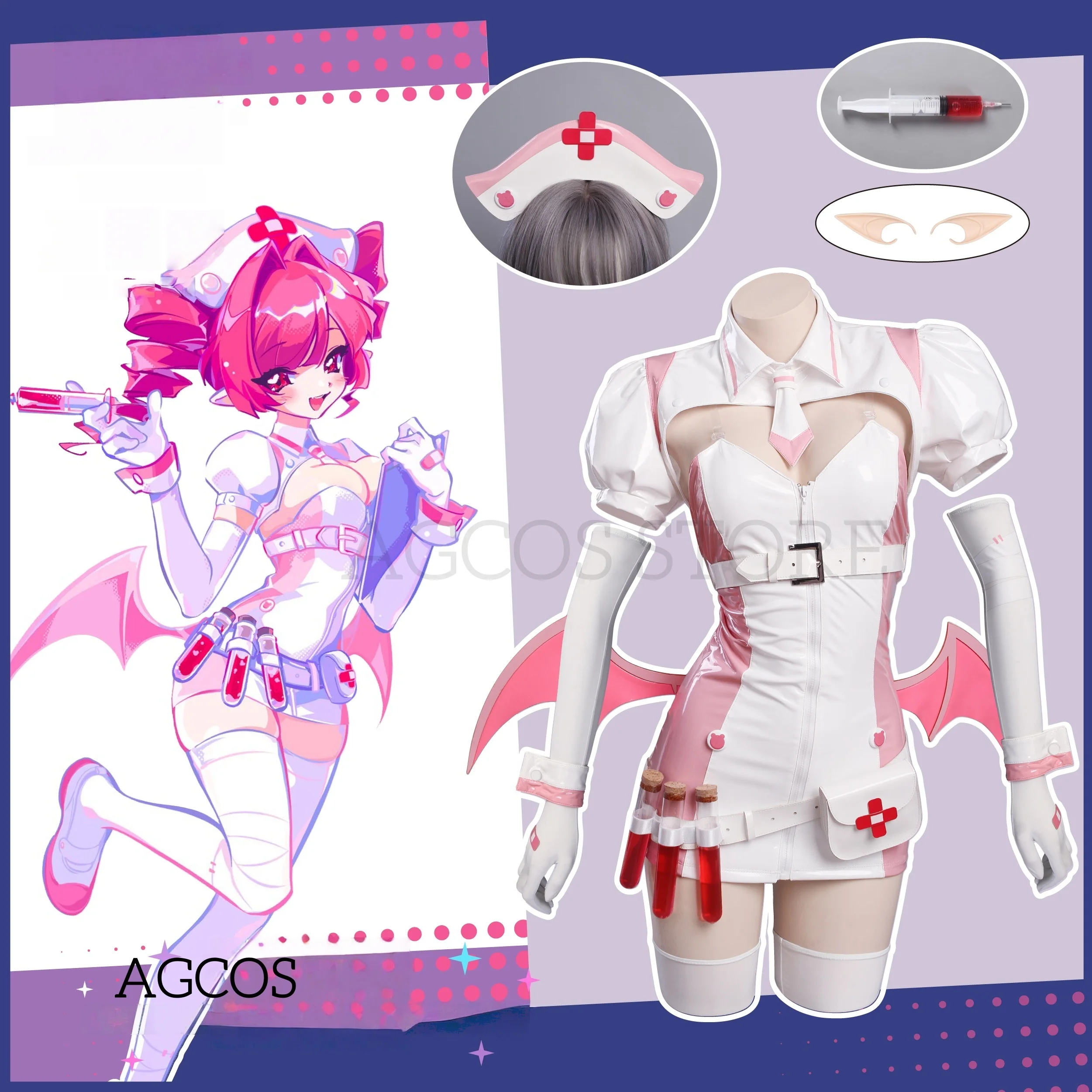 AGCOS Muse Dash Buro Elf disfraz de enfermera Cosplay trajes de Halloween vestidos de mujer disfraces Cosplay