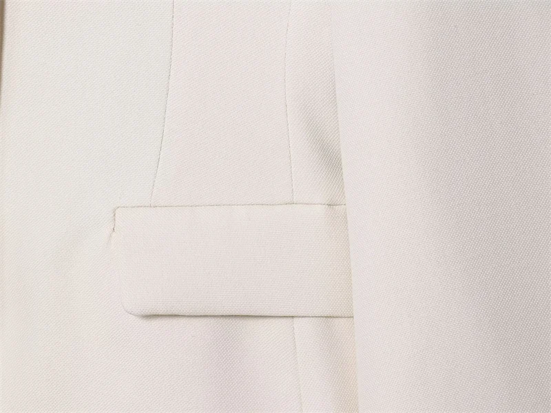 Jaqueta feminina nova outono 2025 branco manga longa sem gola blazer casual moda simples e versátil