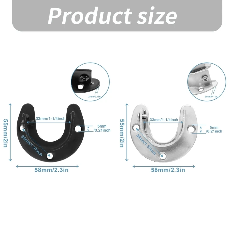 Pack of 2 Closet Rod Holders Steel Curtain Rod Support for Wardrobe Organization