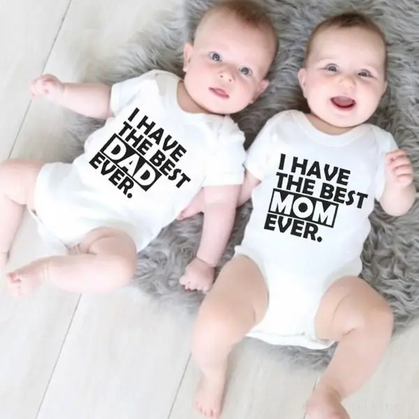 Popular Mom+Dad=Me Baby Romper T-shirt Crawling Clothes Triangle Onesies,new Born Baby Clothes SUMMER Romper 100% Cotton