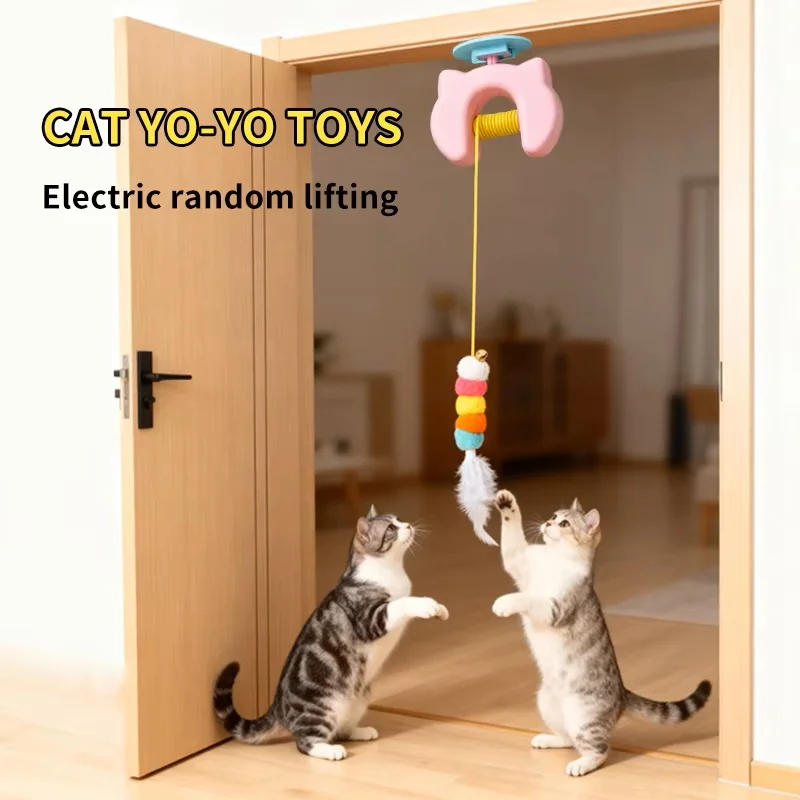 Cats Toys Pet Stress Relief Rechargeable Interactive Hanging Door Automatic Electric Flying Bird Cat Toy for Hunt Elastic Rope