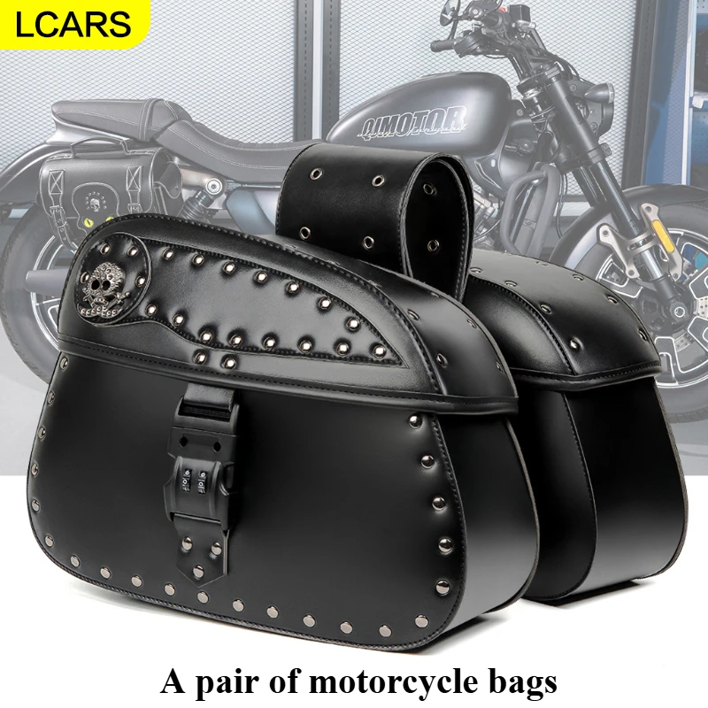 

Lcars - Harley Motorcycle Bag, Anti-Theft Password Lock Side Box, Retro Large-Capacity Equipment Motorcycle Bag