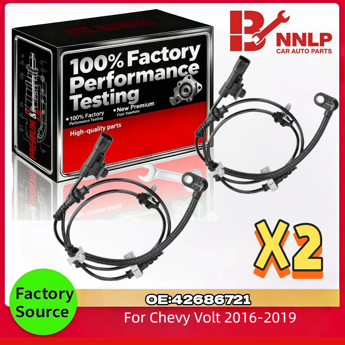 2 capteurs de vitesse de roue ABS côté conducteur et passager avant pour Chevy Volt 2016-2019 42686721