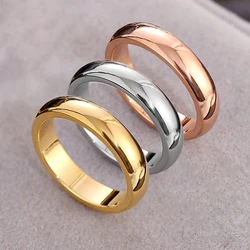 4MM Silver Gold Rose Gold Couple Wedding Ring Stainless Steel Men's And Women's Wedding Ring Charm Jewelry Anniversary Gift