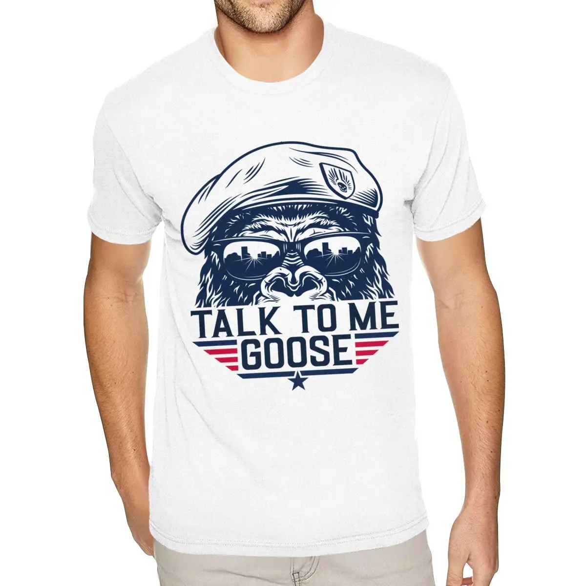 

Sport Talk To Me Goose Cool Retro T-Shirt Mens XXXL Short Sleeve Premium Cotton White Crew Tees Shirt