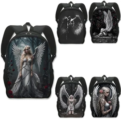 Sad Fallen Angel Wing Backpack Women Gothic Skull Girl Shoulder Bags for Travel Student School Bag for Teenager Book Bags
