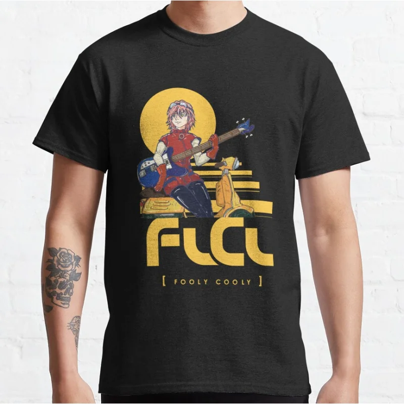 

Japan punk manga FLCL-Haruko Haruhara Guitar Fooly cooly Anime Graphic T Shirts large size Adult S-6XL 100% cotton printed tops