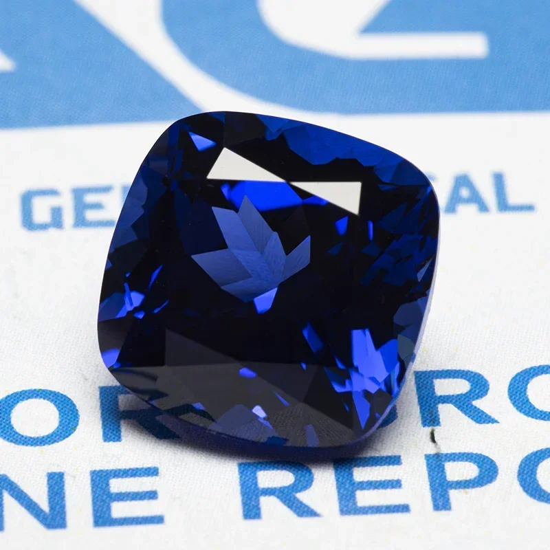 Lab Grown Sapphire Square Cushion Shape Top Quality Royal Blue Stone For Charms Diy Jewelry Making Selectable AGL Certificate