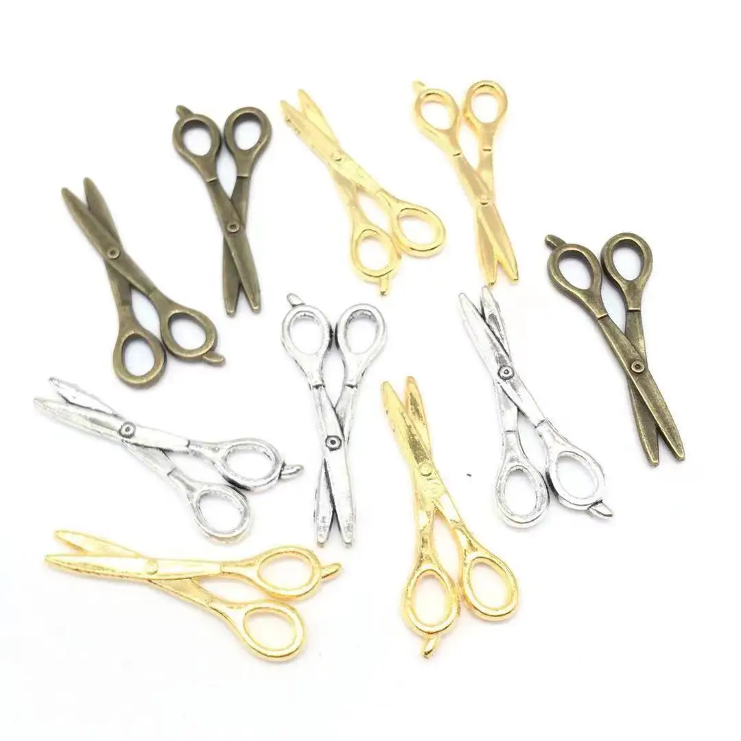 Fashion 40 Pcs 29x11mm Three Color Scissors Charms Pendants Handmade Decoration Vintage For DIY Jewelry Making Findings