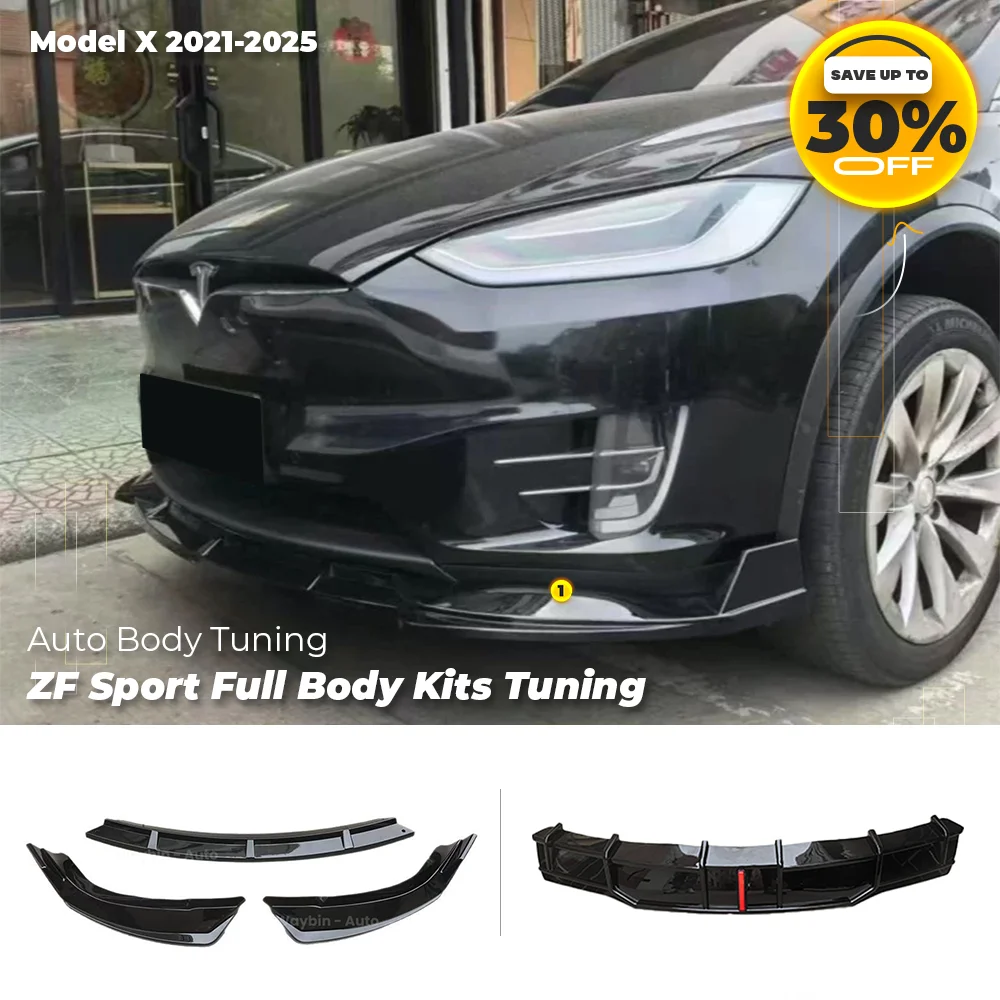 

Glossy Black Front Lip Spoiler & Front Bumper Lip Kit for Tesla Model X 2021-2025 - Rear Diffuser Sport Body Kits Accessories