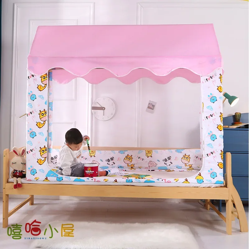 House Shape Installed Bed Mosquito Net Dust-proof Top Shading Curtain Doul-use Play House Bed Canopy Tents Children Kids Bedroom