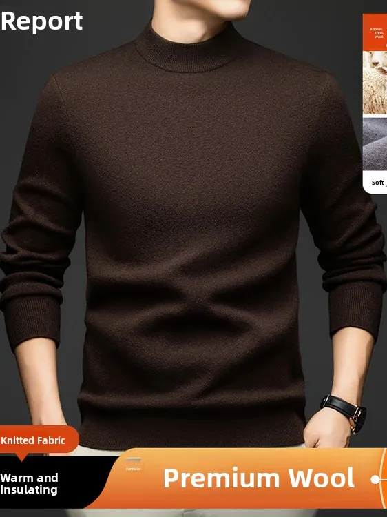 

Мужской деловой повседневный однотонный круглый пуловер Ne, свитер Precision Spun f, вязаный износостойкий зимний пуловер с высоким воротником...